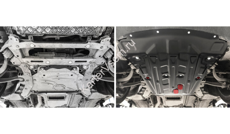 Защита картера АвтоБроня для BMW X6 F16 (xDrive35i) 2014-2020, штампованная, сталь 1.8 мм, с крепежом, 111.00523.1
