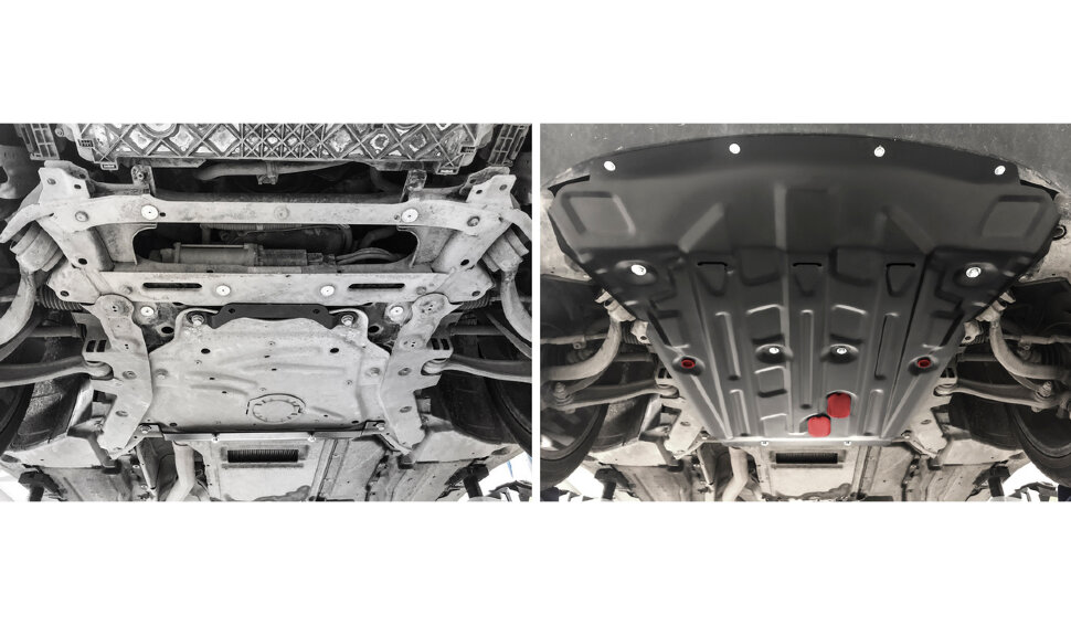 Защита картера АвтоБроня для BMW X6 F16 (xDrive35i) 2014-2020, штампованная, сталь 1.8 мм, с крепежом, 111.00523.1