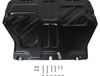 Защита картера и КПП АвтоБроня для Volkswagen Transporter T6 рестайлинг 2020-н.в., штампованная, сталь 1.8 мм, с крепежом, 111.05806.2