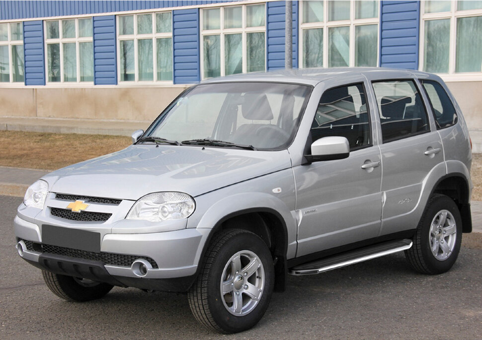 Пороги площадки (подножки) "Premium" Rival для Chevrolet Niva 2002-2020, 160 см, 2 шт., алюминий, A160ALP.1001.2 купить недорого