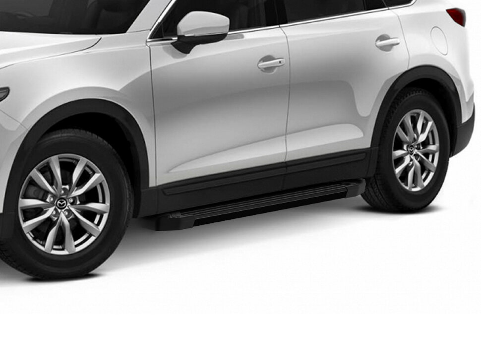 Пороги площадки (подножки) "Black" Rival для Mazda CX-9 II 2016-н.в., 193 см, 2 шт., алюминий, F193ALB.3803.2 с доставкой по всей России