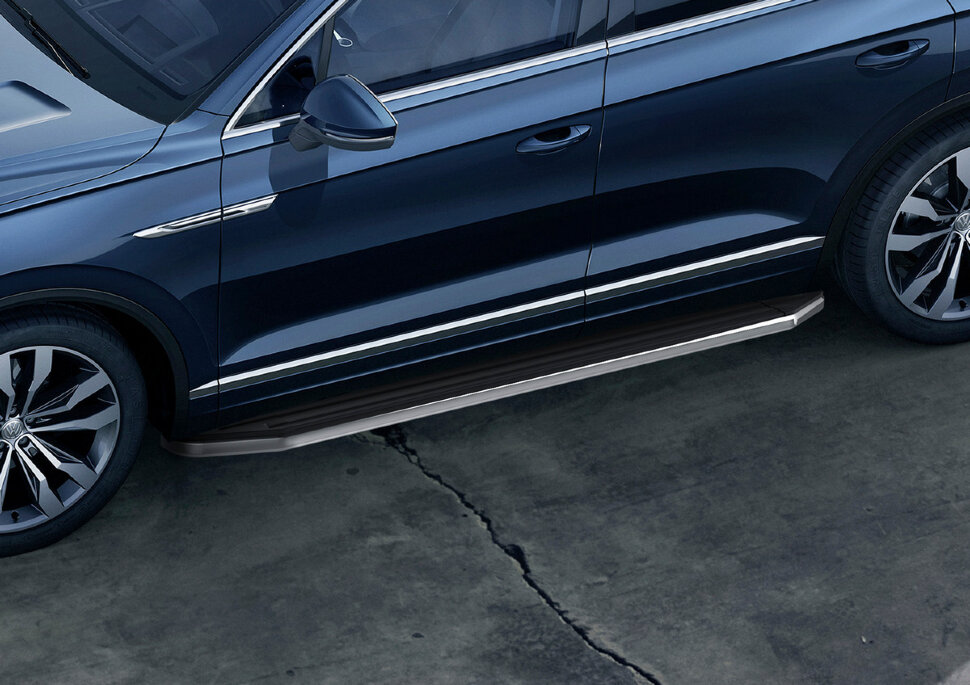 Пороги площадки (подножки) "Premium" Rival для Volkswagen Touareg III 2018-н.в., 193 см, 2 шт., алюминий, A193ALP.5806.1 с доставкой по всей России