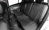 Авточехлы Rival Ромб (зад. спинка 40/60) для сидений Kia Seltos (без заднего подлокотника) 2020-н.в., эко-кожа, черные, SC.2810.2
