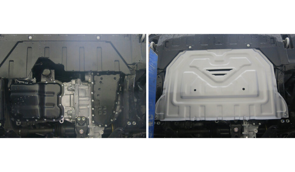 Защита картера и КПП AutoMax для Mitsubishi Outlander III (V - 2.0; 2.4; 3.0) 2012-2018/Mitsubishi Outlander III рестайлинг (V - 2.0; 2.4) 2018-н.в., алюминий 2.5 мм, с крепежом, штампованная, AM333.4036.1