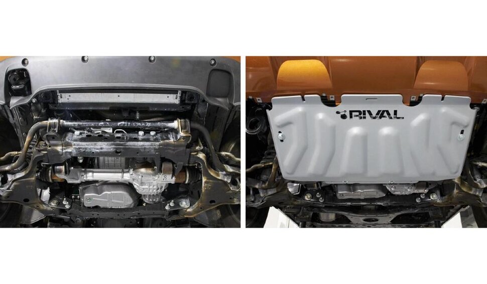 Защита радиатора Rival для Nissan Navara D40 рестайлинг 2010-2015, штампованная, алюминий 4 мм, с крепежом, 333.4164.2