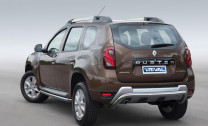 Защита заднего бампера d57 скоба + комплект крепежа, RIVAL, Renault Duster 2015-