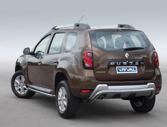Защита заднего бампера d57 скоба + комплект крепежа, RIVAL, Renault Duster 2015-