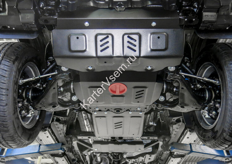 Защита радиатора, картера, КПП и РК АвтоБроня для Toyota Fortuner II 4WD 2017-2020 2020-н.в., штампованная, сталь 1.8 мм, 4 части, с крепежом, K111.05770.1