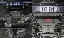 Защита радиатора, картера, КПП и РК АвтоБроня для Toyota Fortuner II 4WD 2017-2020 2020-н.в., штампованная, сталь 1.8 мм, 4 части, с крепежом, K111.05770.1