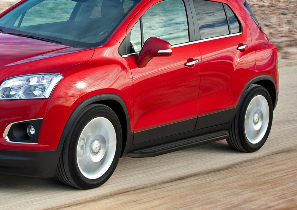 Пороги площадки (подножки) "Premium-Black" Rival для Chevrolet Tracker III 2013-2015, 160 см, 2 шт., алюминий, A160ALB.4202.1 с доставкой по всей России