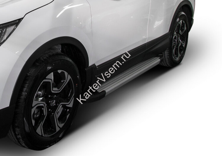 Пороги на автомобиль "Silver" Rival для Honda CR-V V 2017-н.в., 173 см, 2 шт., алюминий, F173AL.2103.1