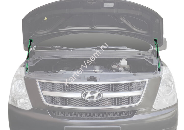 Газовые упоры капота Pneumatic для Hyundai Grand Starex 2007-2018, 2 шт., KU-HY-ST00-00