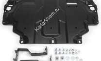 Защита картера и КПП AutoMax для Skoda Octavia A5 рестайлинг 2008-2013, сталь 1.4 мм, с крепежом, штампованная, AM.5107.1