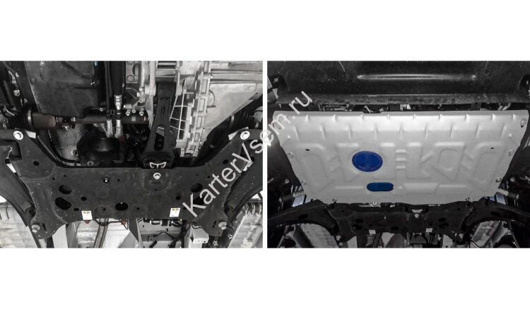 Защита картера и КПП Rival для Ford Transit VII FWD 2014-н.в., штампованная, алюминий 4 мм, с крепежом, 333.1879.1