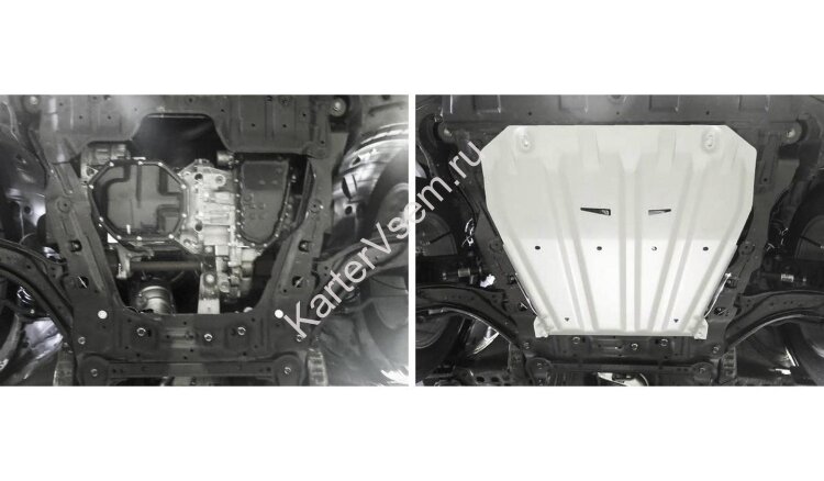Защита картера и КПП Rival для Renault Koleos I, II 2008-2020, штампованная, алюминий 3 мм, с крепежом, 333.4158.1