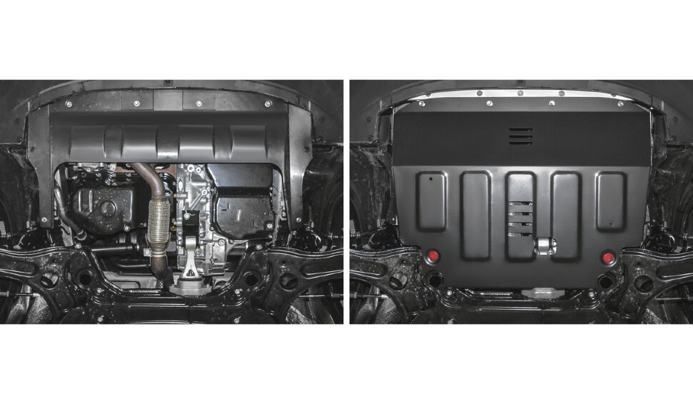 Защита картера АвтоБроня для FAW Besturn X40 2019-2022, штампованная, сталь 1.8 мм, с крепежом, 111.08010.1