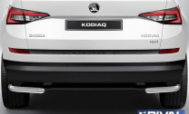 Защита заднего бампера d57 уголки + комплект крепежа, RIVAL, Skoda Kodiaq 2017-