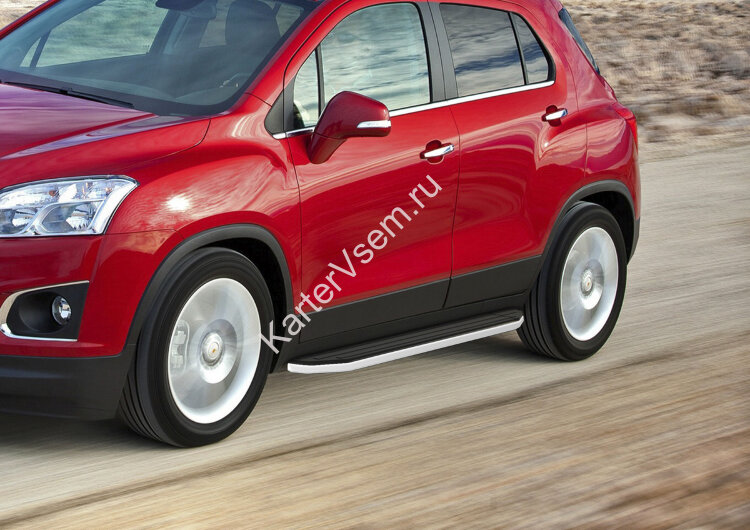 Пороги площадки (подножки) "Premium" Rival для Chevrolet Tracker III 2013-2015, 160 см, 2 шт., алюминий, A160ALP.4202.1