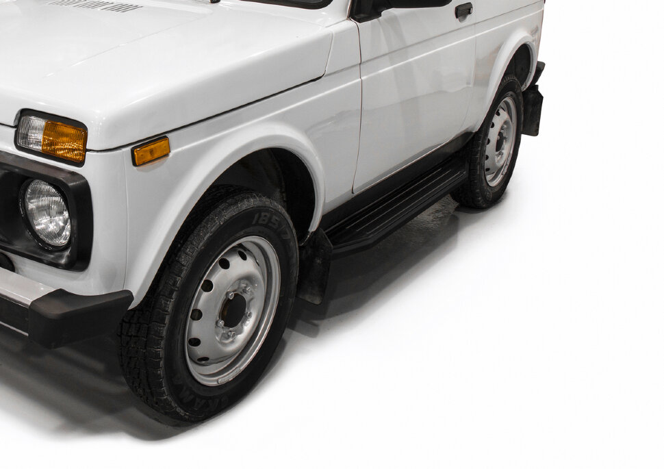Пороги площадки (подножки) "Premium-Black" Rival для ВАЗ 2121 (4x4) 3-дв. (вкл. Urban) 1977-2019 2019-н.в., 128 см, 2 шт., алюминий, A128ALB.6004.1 с возможностью установки