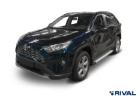 Пороги на автомобиль (подножки) "Silver" Rival для Toyota RAV4 XA50 2019-н.в., 180 см, 2 шт., алюминий, F180AL.5710.1