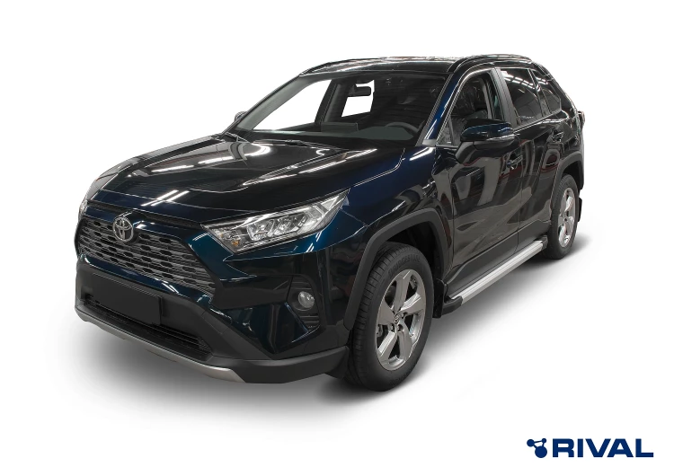 Пороги на автомобиль (подножки) "Silver" Rival для Toyota RAV4 XA50 2019-н.в., 180 см, 2 шт., алюминий, F180AL.5710.1