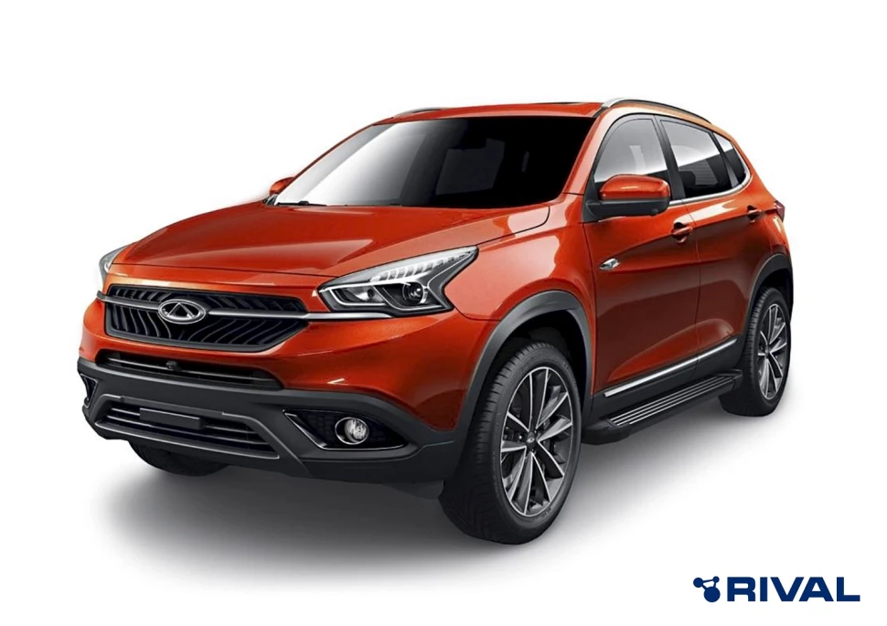 Пороги на автомобиль (подножки) "Black" Rival для Chery Tiggo 7 2019-2020, 180 см, 2 шт., алюминий, F180ALB.0905.1