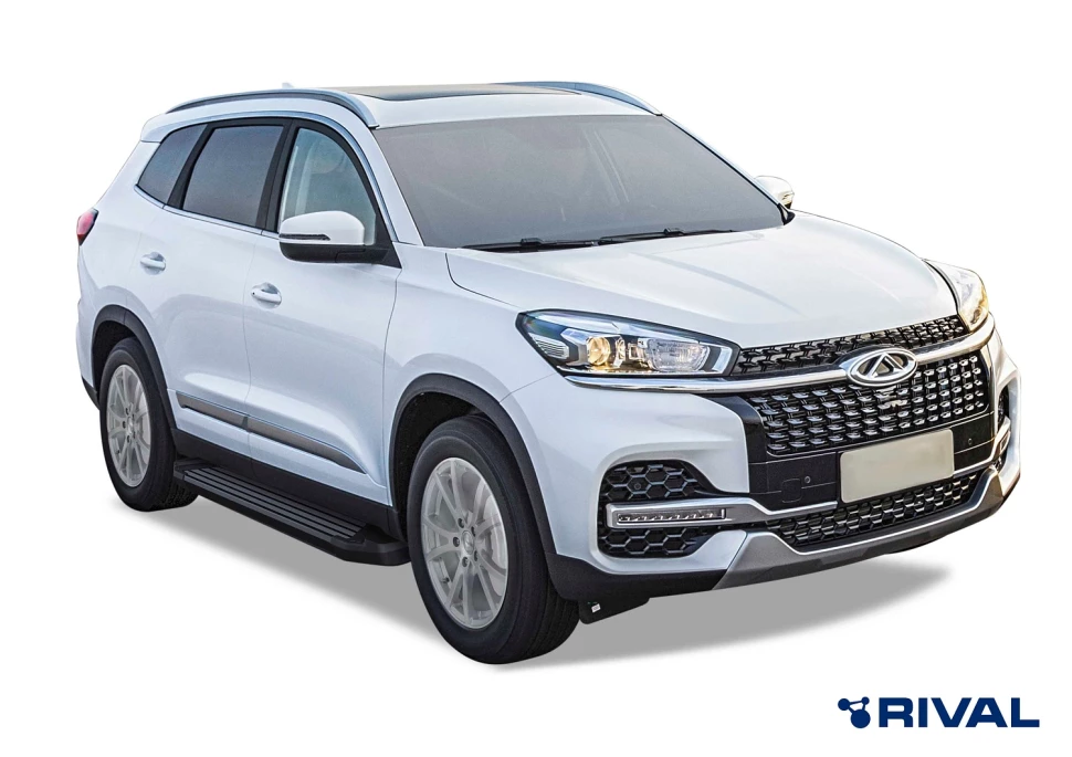 Пороги на автомобиль (подножки) "Black" Rival для Chery Tiggo 7 2019-2020, 180 см, 2 шт., алюминий, F180ALB.0905.1