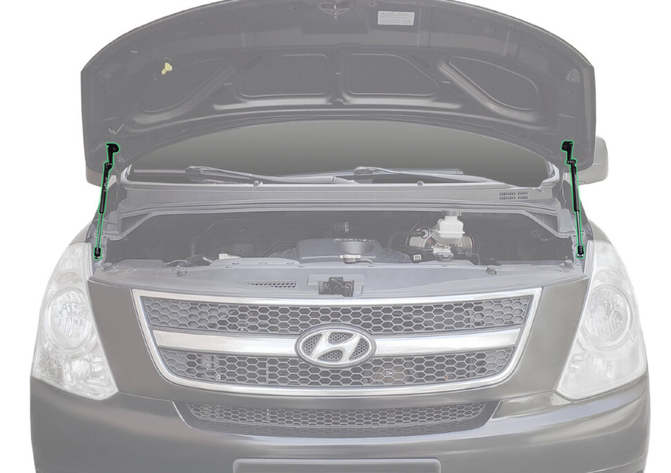 Газовые упоры капота Pneumatic для Hyundai H1 II 2007-2018, 2 шт., KU-HY-ST00-00