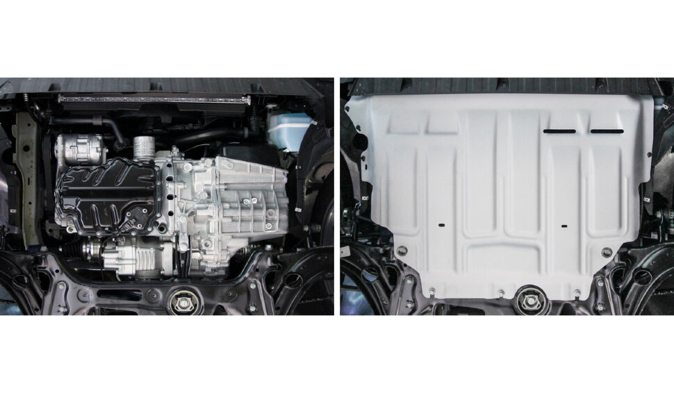 Защита картера и КПП AutoMax для Skoda Karoq (V - 1.4 (150 л.с.)) 2020-н.в./Skoda Kodiaq (V - 1.4 (125/150 л.с.); 2.0 (180 л.с.)) 2017-2021/Skoda Kodiaq (V - 2.0D (150 л.с.)) (с Webasto) 2017-2021/Volkswagen Taos (V - 1.4 (150 л.с.)) 2021-н.в./Volkswagen