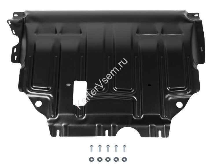 Защита картера и КПП AutoMax для Seat Leon III поколение 2013-2015, сталь 1.4 мм, с крепежом, штампованная, AM.5128.2