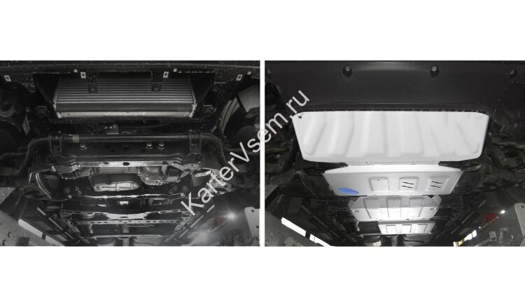 Защита радиатора, картера, КПП и РК Rival для Mercedes-Benz X-klasse 4WD 2017-н.в., штампованная, алюминий 4 мм, с крепежом, 4 части, K333.3943.1