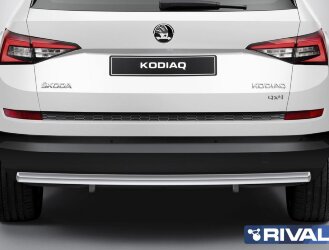 Защита заднего бампера d57 + комплект крепежа, RIVAL, Skoda Kodiaq 2017-