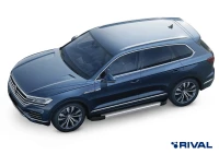 Пороги на автомобиль (подножки) "Silver" Rival для Volkswagen Touareg III 2018-н.в., 193 см, 2 шт., алюминий, F193AL.5806.1