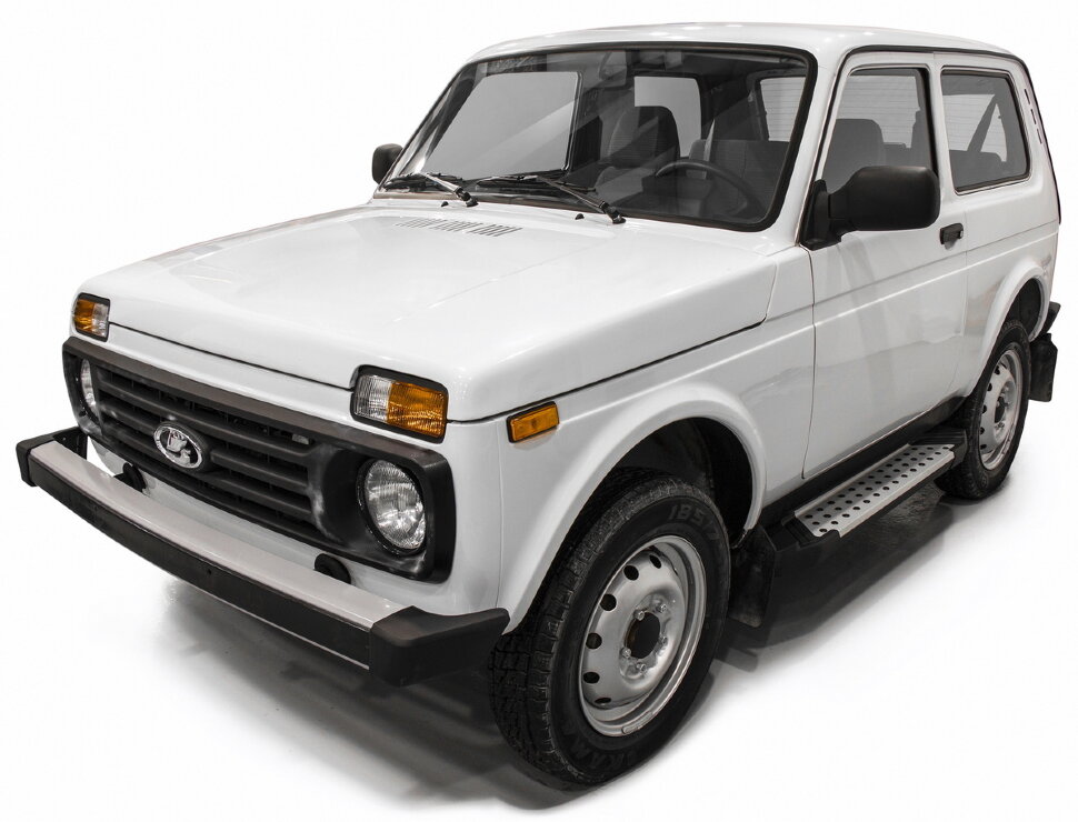 Пороги площадки (подножки) "Bmw-Style круг" Rival для ВАЗ 2121 (4x4) 3-дв. (вкл. Urban) 1977-2019 2019-н.в., 128 см, 2 шт., алюминий, D128AL.6004.1 купить недорого