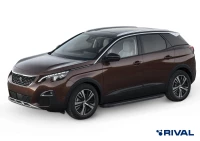 Пороги на автомобиль (подножки) "Black" Rival для Peugeot 3008 II 2016-н.в., 180 см, 2 шт., алюминий, F180ALB.4301.1