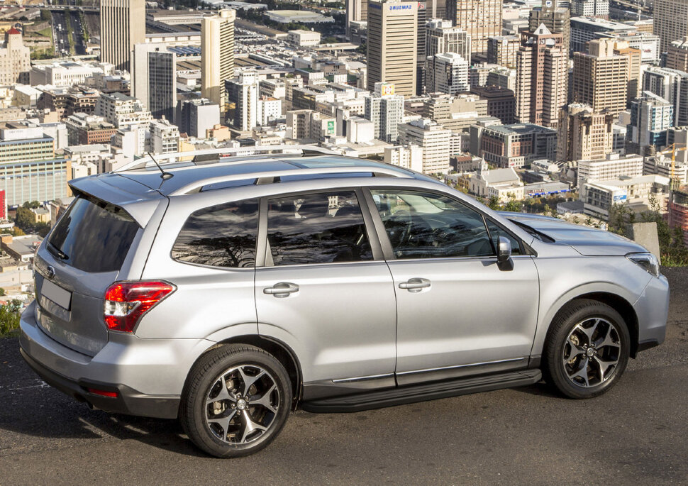 Пороги площадки (подножки) "Premium-Black" Rival для Subaru Forester IV 2012-2018, 173 см, 2 шт., алюминий, A173ALB.5401.1 купить недорого