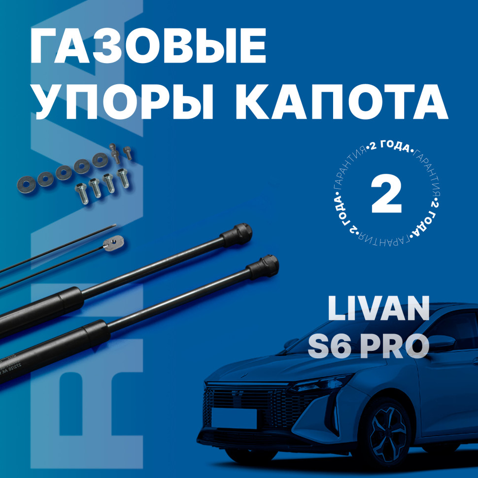Газовые упоры капота Rival для Livan S6 Pro 2023-н.в., 2 шт., A.ST.1904.1