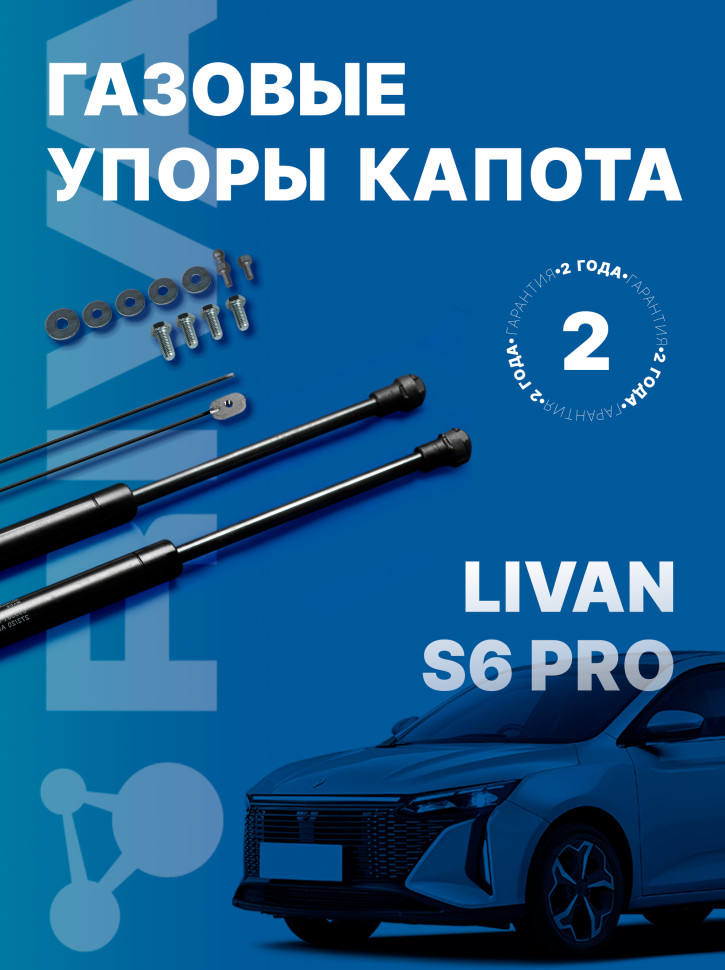 Газовые упоры капота Rival для Livan S6 Pro 2023-н.в., 2 шт., A.ST.1904.1