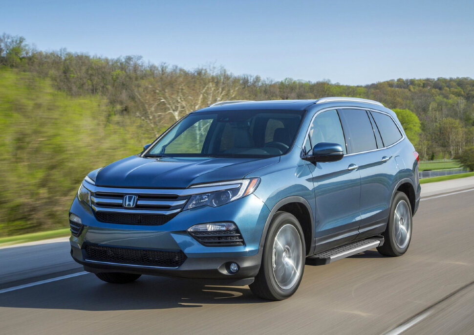 Пороги площадки (подножки) "Bmw-Style круг" Rival для Honda Pilot III 2016-2019, 180 см, 2 шт., алюминий, D180AL.2105.1 купить недорого