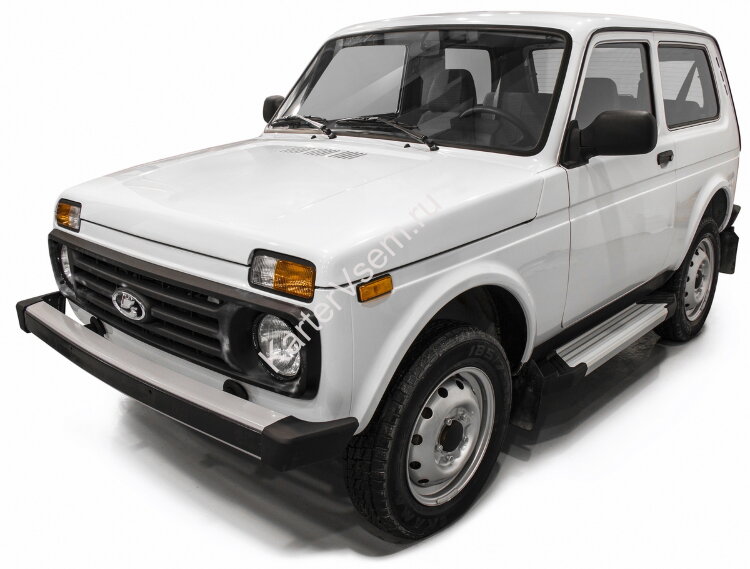 Пороги на автомобиль "Silver" Rival для ВАЗ 2121 (4x4) 3-дв. (вкл. Urban) 1977-2019 2019-н.в., 128 см, 2 шт., алюминий, F128AL.6004.1