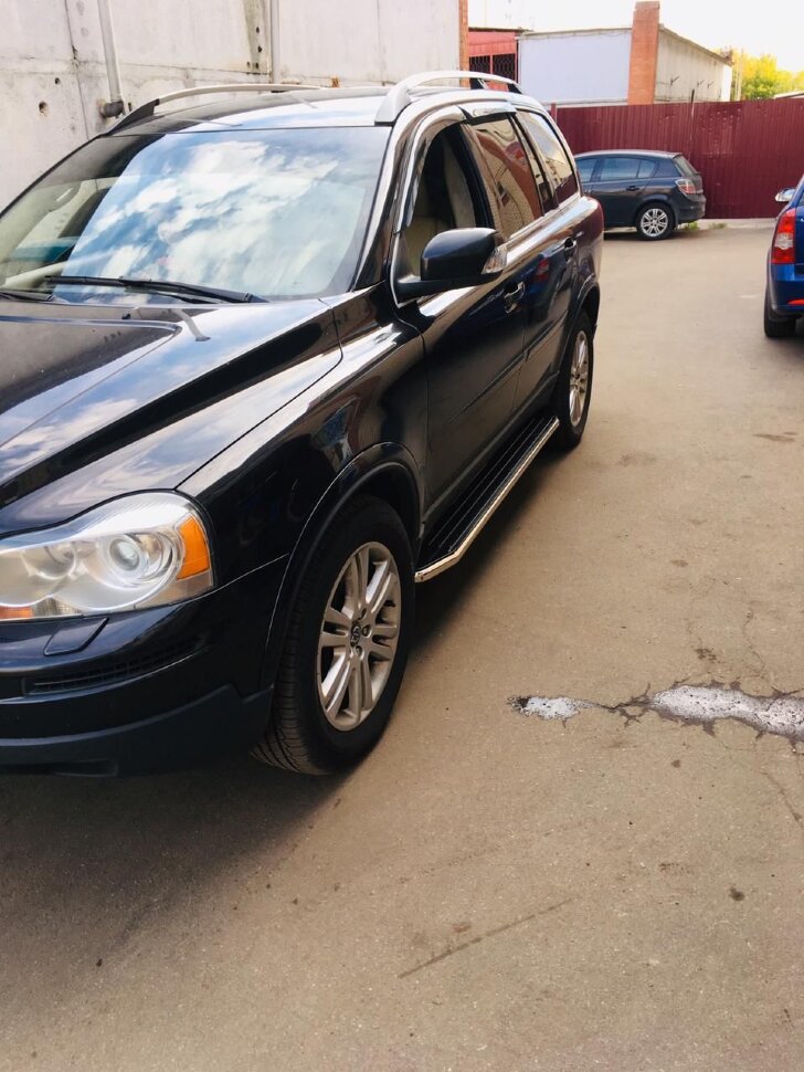 Пороги площадки (подножки) "Premium" Rival для Volvo XC90 I 2002-2014, 193 см, 2 шт., алюминий, A193ALP.5901.1 с инструкцией и сертификатом