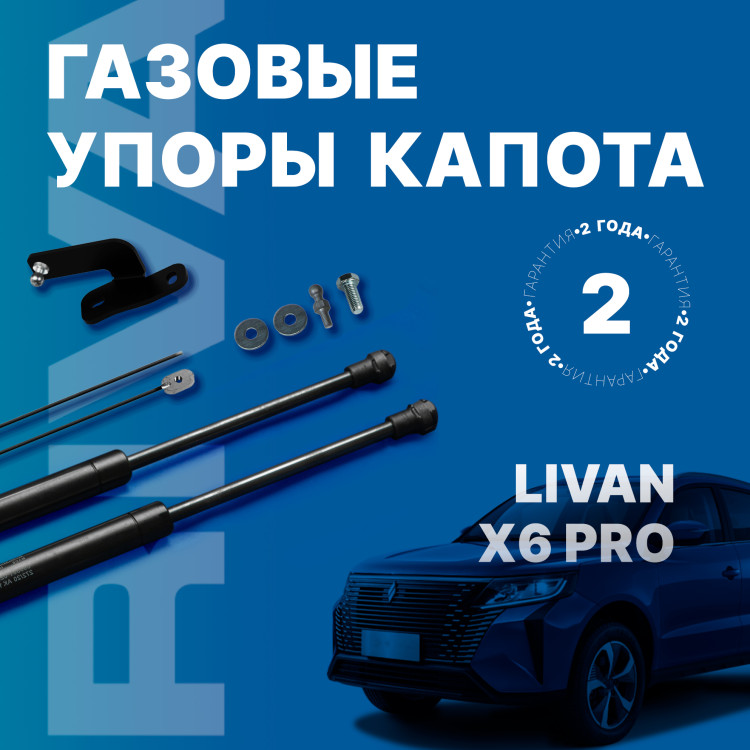 Газовые упоры капота Rival для Livan X6 Pro 2023-н.в., 2 шт., A.ST.1905.1