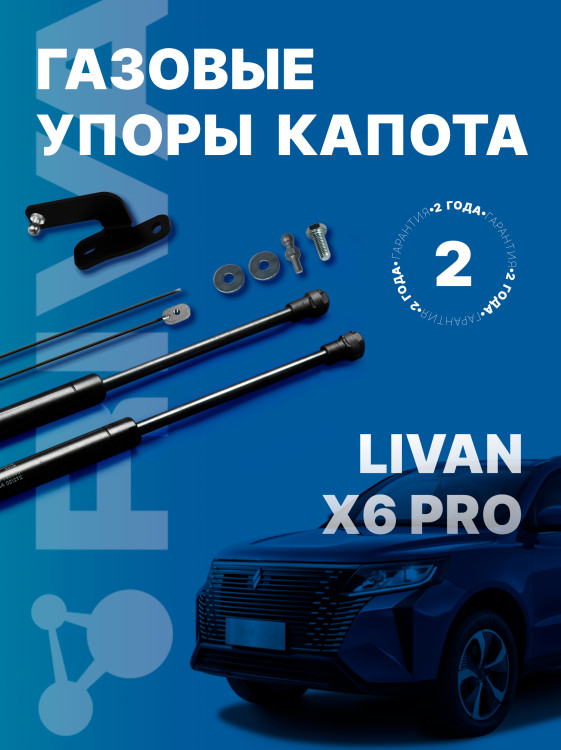 Газовые упоры капота Rival для Livan X6 Pro 2023-н.в., 2 шт., A.ST.1905.1