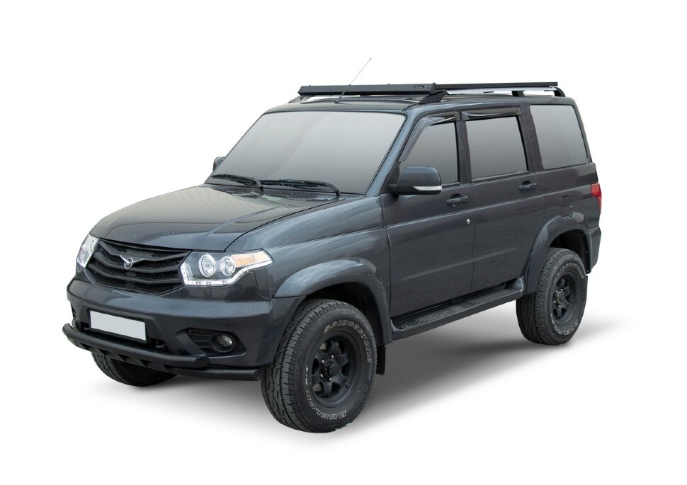 Багажник на крышу автомобиля Rival (на рейлинги) для УАЗ Patriot 2005-2016 2016-н.в., алюминий 6 мм, разборный, с крепежом, T.6302.1