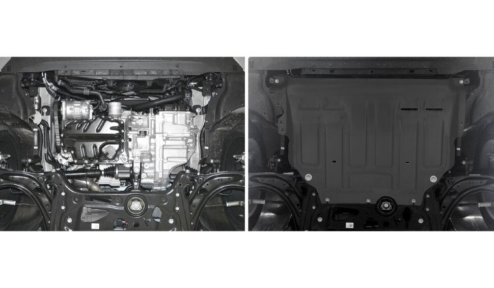 Защита картера и КПП AutoMax для Skoda Octavia A8 2020-н.в., сталь 1.4 мм, с крепежом, штампованная, AM.5128.1