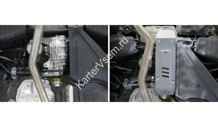 Защита редуктора Rival для Audi Q7 II (для а/м с управляемой задней подвеской) 2015-2020, штампованная, алюминий 4 мм, с крепежом, 333.0336.1