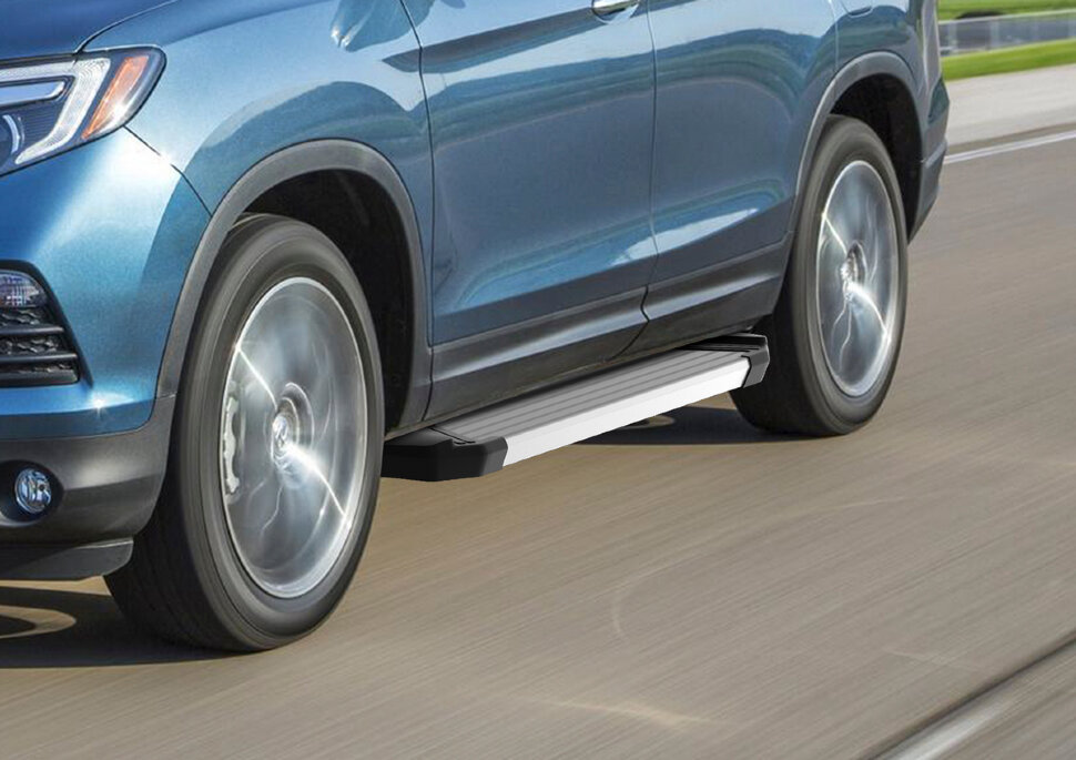 Пороги площадки (подножки) "Silver" Rival для Honda Pilot III 2016-2019, 180 см, 2 шт., алюминий, F180AL.2105.1 с доставкой по всей России