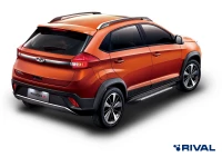 Пороги на автомобиль (подножки) "Bmw-Style круг" Rival для Chery Tiggo 2 2017-2020, 173 см, 2 шт., алюминий, D173AL.0904.1