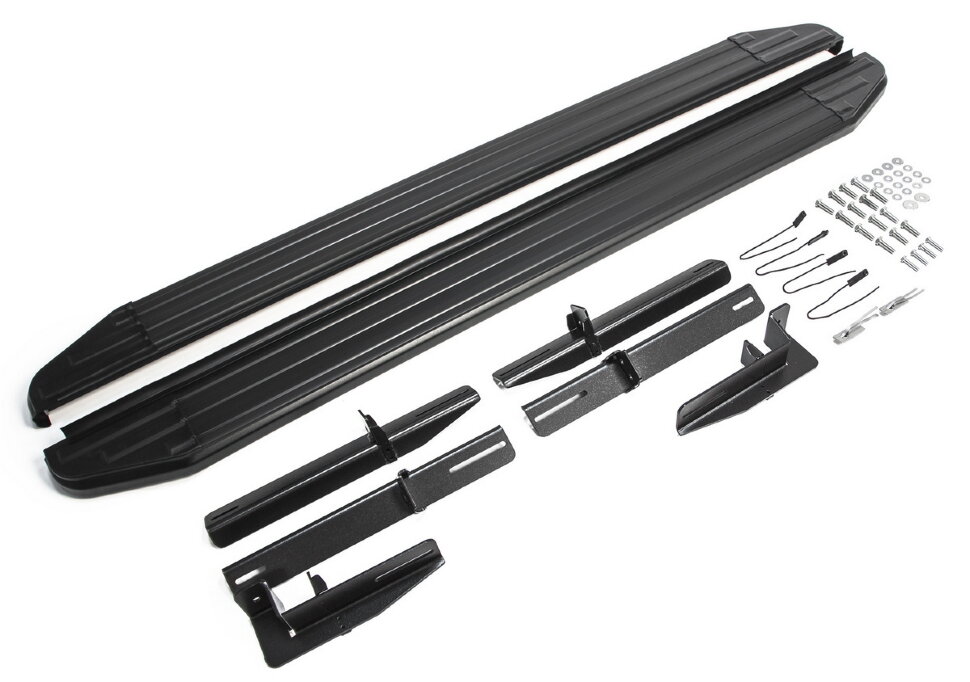 Пороги площадки (подножки) "Premium-Black" Rival для Mitsubishi ASX 2010-2019, 173 см, 2 шт., алюминий, A173ALB.4005.1 с инструкцией и сертификатом