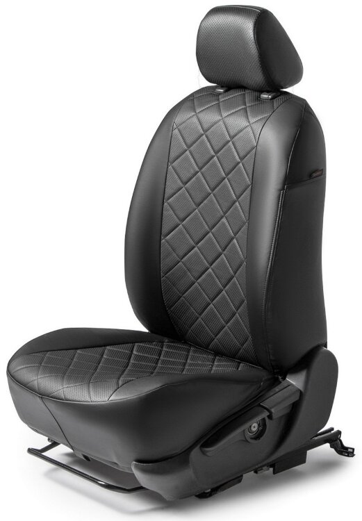 Авточехлы Rival Ромб (зад. спинка 40/60) для сидений Toyota Camry XV70 седан 2018-2021 2021-н.в., эко-кожа, черные, SC.5710.2